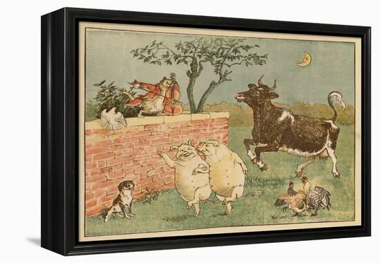 The Cat and the Fiddle and the Cow - Illustrations from Hey Diddle Diddle-Randolph Caldecott-Framed Premier Image Canvas