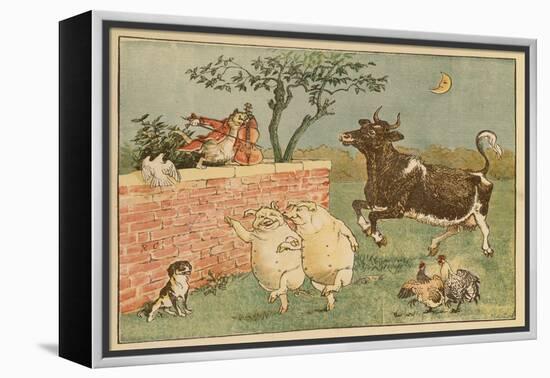 The Cat and the Fiddle and the Cow - Illustrations from Hey Diddle Diddle-Randolph Caldecott-Framed Premier Image Canvas