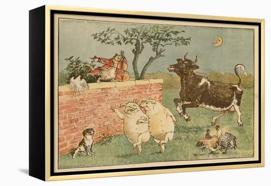 The Cat and the Fiddle and the Cow - Illustrations from Hey Diddle Diddle-Randolph Caldecott-Framed Premier Image Canvas