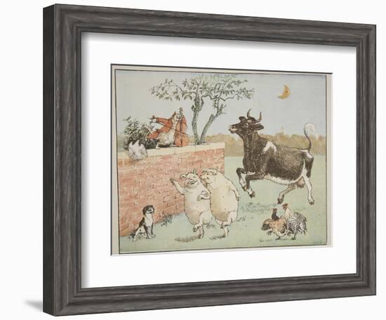 The Cat and the Fiddle, Illustration from 'Hey Diddle Diddle and Bye, Baby Bunting', 1882-Randolph Caldecott-Framed Giclee Print