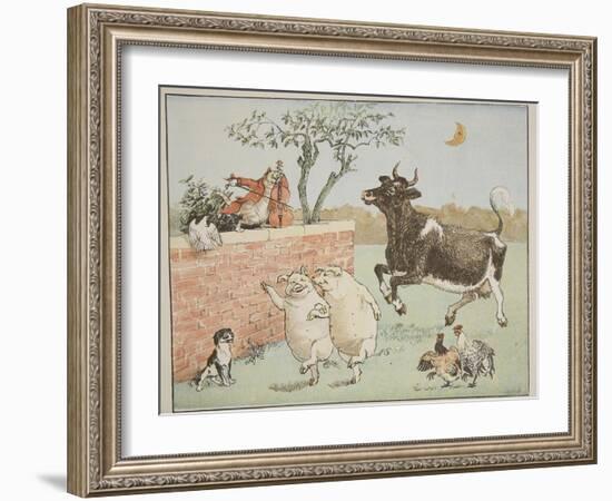 The Cat and the Fiddle, Illustration from 'Hey Diddle Diddle and Bye, Baby Bunting', 1882-Randolph Caldecott-Framed Giclee Print