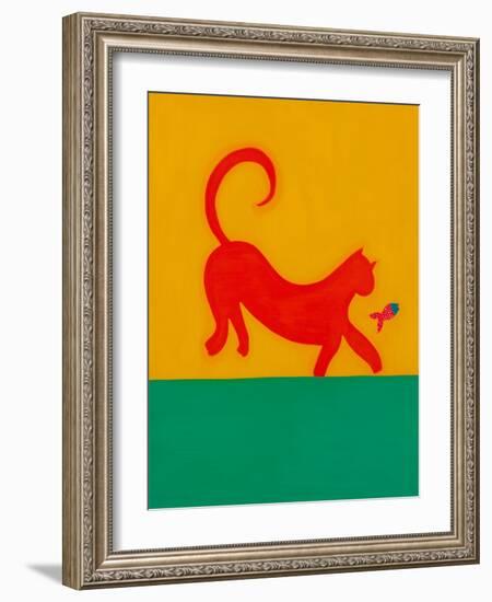 The cat and the fish;1998; (oil on linen)-Cristina Rodriguez-Framed Giclee Print