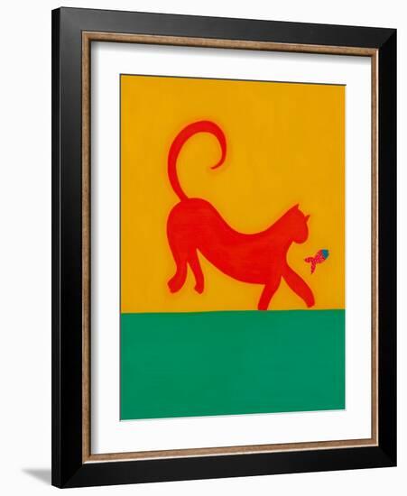 The cat and the fish;1998; (oil on linen)-Cristina Rodriguez-Framed Giclee Print