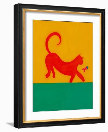 The cat and the fish;1998; (oil on linen)-Cristina Rodriguez-Framed Giclee Print