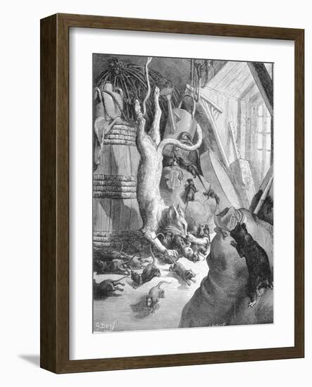 The Cat and the Old Rat, Illustration from 'Fables' by La Fontaine, 1868-Gustave Doré-Framed Giclee Print