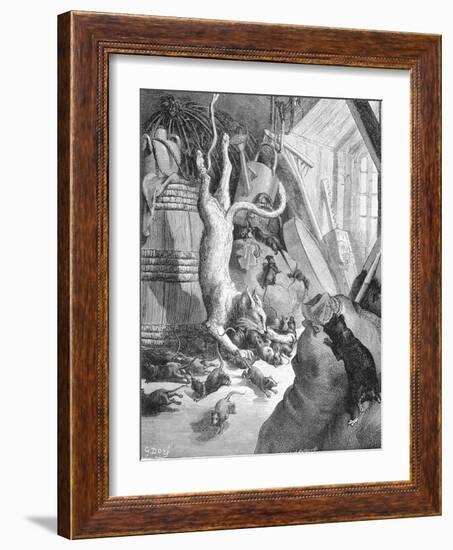 The Cat and the Old Rat, Illustration from 'Fables' by La Fontaine, 1868-Gustave Doré-Framed Giclee Print