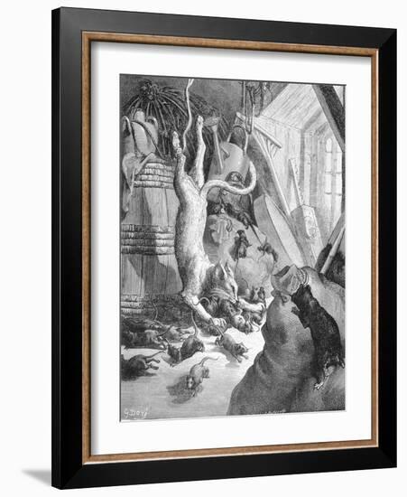 The Cat and the Old Rat, Illustration from 'Fables' by La Fontaine, 1868-Gustave Doré-Framed Giclee Print