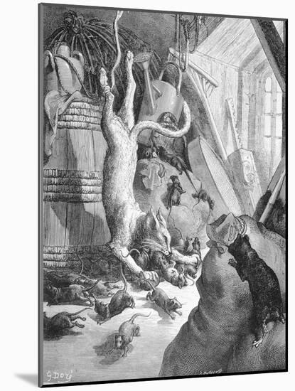 The Cat and the Old Rat, Illustration from 'Fables' by La Fontaine, 1868-Gustave Doré-Mounted Giclee Print