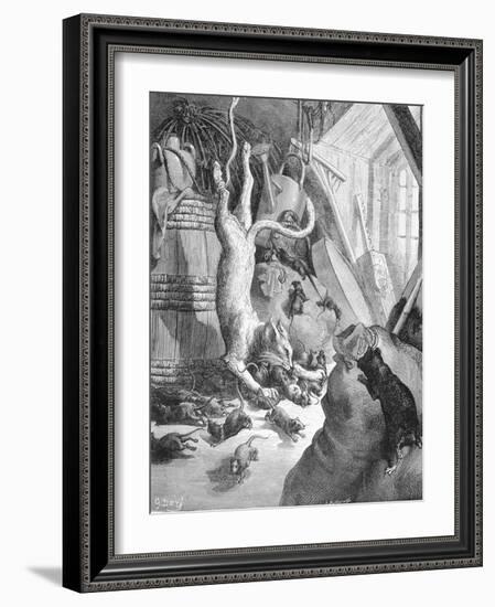 The Cat and the Old Rat, Illustration from 'Fables' by La Fontaine, 1868-Gustave Doré-Framed Giclee Print