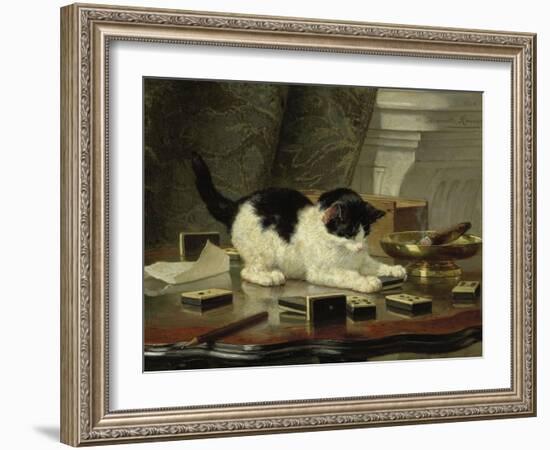 The Cat at Play, by Henriette Ronner, C. 1860-78, Belgian-Dutch Painting on Panel-Henriette Ronner-Framed Art Print