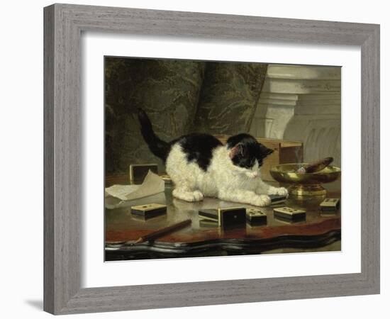 The Cat at Play, by Henriette Ronner, C. 1860-78, Belgian-Dutch Painting on Panel-Henriette Ronner-Framed Art Print