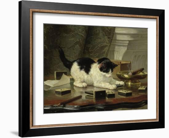 The Cat at Play, by Henriette Ronner, C. 1860-78, Belgian-Dutch Painting on Panel-Henriette Ronner-Framed Art Print