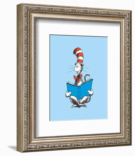 The Cat in the Hat (on blue)-Theodor (Dr. Seuss) Geisel-Framed Art Print