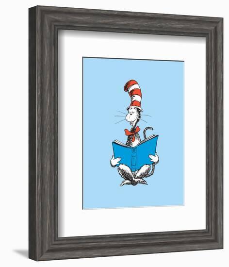 The Cat in the Hat (on blue)-Theodor (Dr. Seuss) Geisel-Framed Art Print