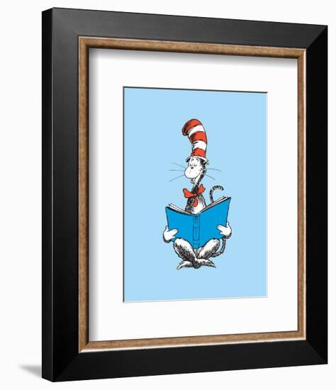 The Cat in the Hat (on blue)-Theodor (Dr. Seuss) Geisel-Framed Art Print