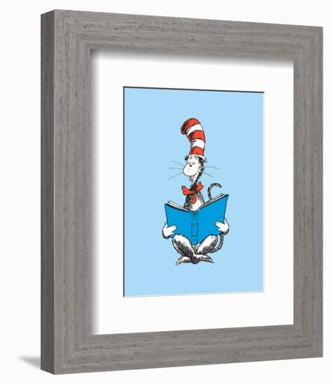 The Cat in the Hat (on blue)-Theodor (Dr. Seuss) Geisel-Framed Art Print