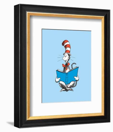 The Cat in the Hat (on blue)-Theodor (Dr. Seuss) Geisel-Framed Art Print