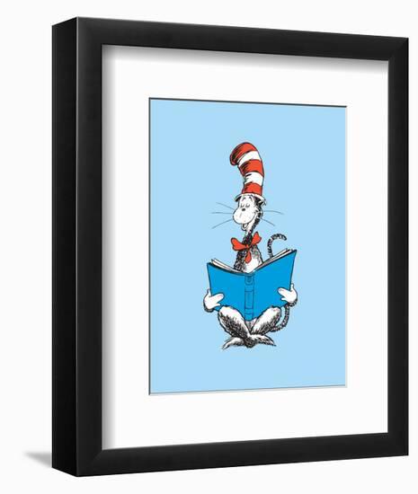 The Cat in the Hat (on blue)-Theodor (Dr. Seuss) Geisel-Framed Art Print