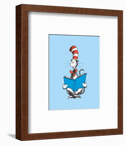 The Cat in the Hat (on blue)-Theodor (Dr. Seuss) Geisel-Framed Art Print