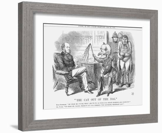 The Cat Out of the Bag, 1867-John Tenniel-Framed Giclee Print