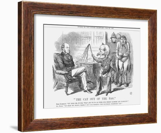 The Cat Out of the Bag, 1867-John Tenniel-Framed Giclee Print