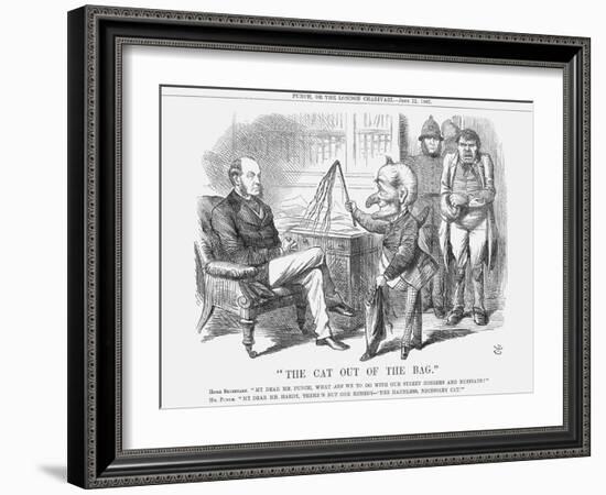 The Cat Out of the Bag, 1867-John Tenniel-Framed Giclee Print