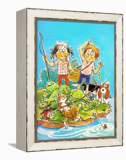 The Catch - Child Life-Ruth VanSciver-Framed Premier Image Canvas