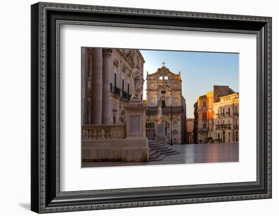 The Cathedral and Piazza Duomo in Early Morning on the Tiny Island of Ortygia-Martin Child-Framed Photographic Print