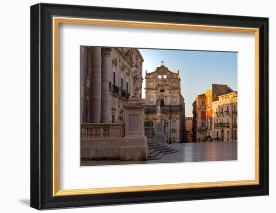 The Cathedral and Piazza Duomo in Early Morning on the Tiny Island of Ortygia-Martin Child-Framed Photographic Print