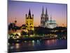The Cathedral and River Rhine, Cologne, North Rhine Westphalia,, Germany-Gavin Hellier-Mounted Photographic Print
