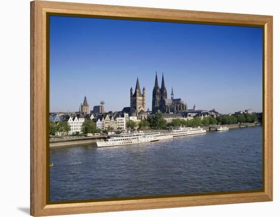 The Cathedral and River Rhine, Cologne, North Rhine Westphalia, Germany-Hans Peter Merten-Framed Premier Image Canvas