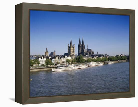 The Cathedral and River Rhine, Cologne, North Rhine Westphalia, Germany-Hans Peter Merten-Framed Premier Image Canvas