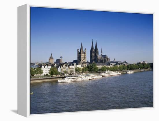 The Cathedral and River Rhine, Cologne, North Rhine Westphalia, Germany-Hans Peter Merten-Framed Premier Image Canvas