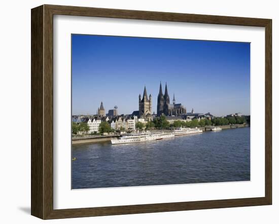 The Cathedral and River Rhine, Cologne, North Rhine Westphalia, Germany-Hans Peter Merten-Framed Photographic Print