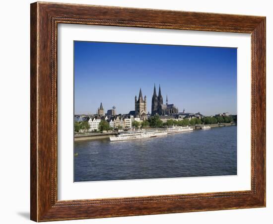 The Cathedral and River Rhine, Cologne, North Rhine Westphalia, Germany-Hans Peter Merten-Framed Photographic Print