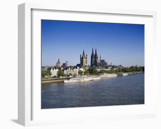 The Cathedral and River Rhine, Cologne, North Rhine Westphalia, Germany-Hans Peter Merten-Framed Photographic Print