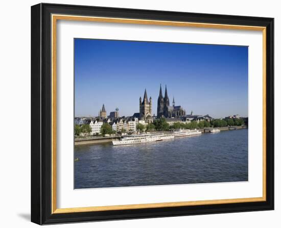 The Cathedral and River Rhine, Cologne, North Rhine Westphalia, Germany-Hans Peter Merten-Framed Photographic Print