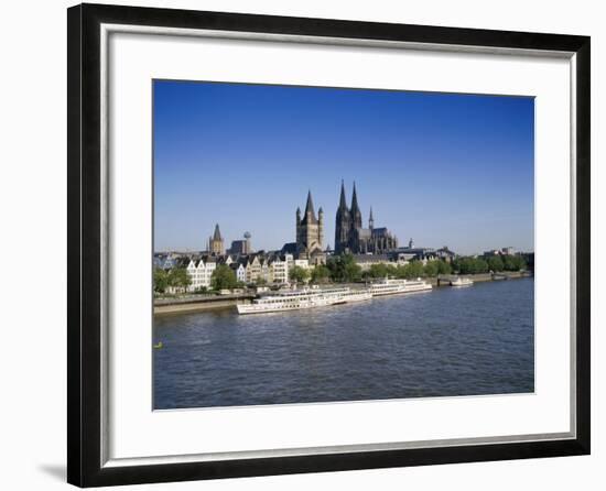 The Cathedral and River Rhine, Cologne, North Rhine Westphalia, Germany-Hans Peter Merten-Framed Photographic Print