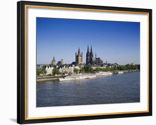 The Cathedral and River Rhine, Cologne, North Rhine Westphalia, Germany-Hans Peter Merten-Framed Photographic Print