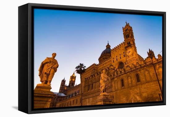 The Cathedral in Palermo at Night, Palermo, Sicily, Italy, Europe-Martin Child-Framed Premier Image Canvas
