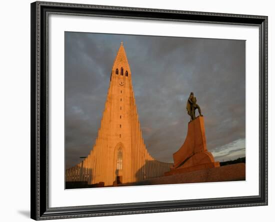 The Cathedral of Domkirkjan, Lit by the Midnight Sun, Reykjavik, Iceland, Polar Regions-David Pickford-Framed Photographic Print