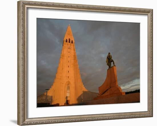 The Cathedral of Domkirkjan, Lit by the Midnight Sun, Reykjavik, Iceland, Polar Regions-David Pickford-Framed Photographic Print