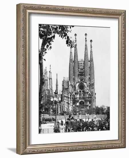 The Cathedral of the Sagrada Familia in Barcelona, 1939-null-Framed Photographic Print