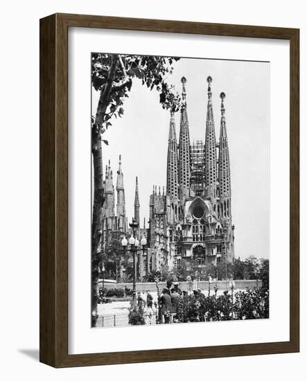 The Cathedral of the Sagrada Familia in Barcelona, 1939-null-Framed Photographic Print