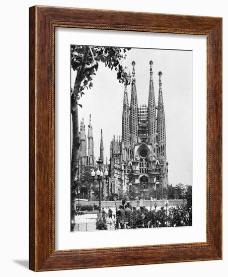 The Cathedral of the Sagrada Familia in Barcelona, 1939-null-Framed Photographic Print