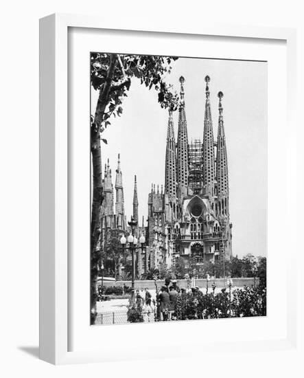 The Cathedral of the Sagrada Familia in Barcelona, 1939-null-Framed Photographic Print