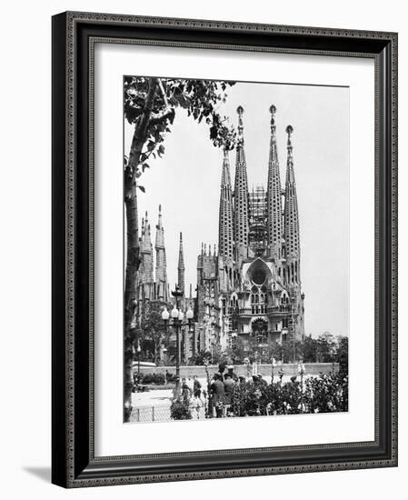 The Cathedral of the Sagrada Familia in Barcelona, 1939-null-Framed Photographic Print