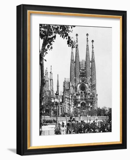 The Cathedral of the Sagrada Familia in Barcelona, 1939-null-Framed Photographic Print