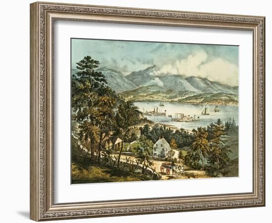 The Catskill Mountains from the Eastern Shore of the Hudson-Currier & Ives-Framed Giclee Print