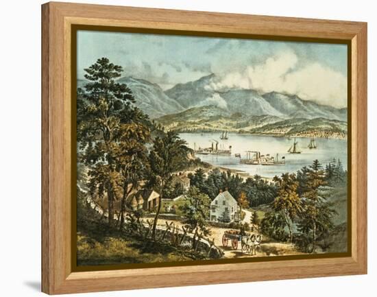 The Catskill Mountains from the Eastern Shore of the Hudson-Currier & Ives-Framed Premier Image Canvas